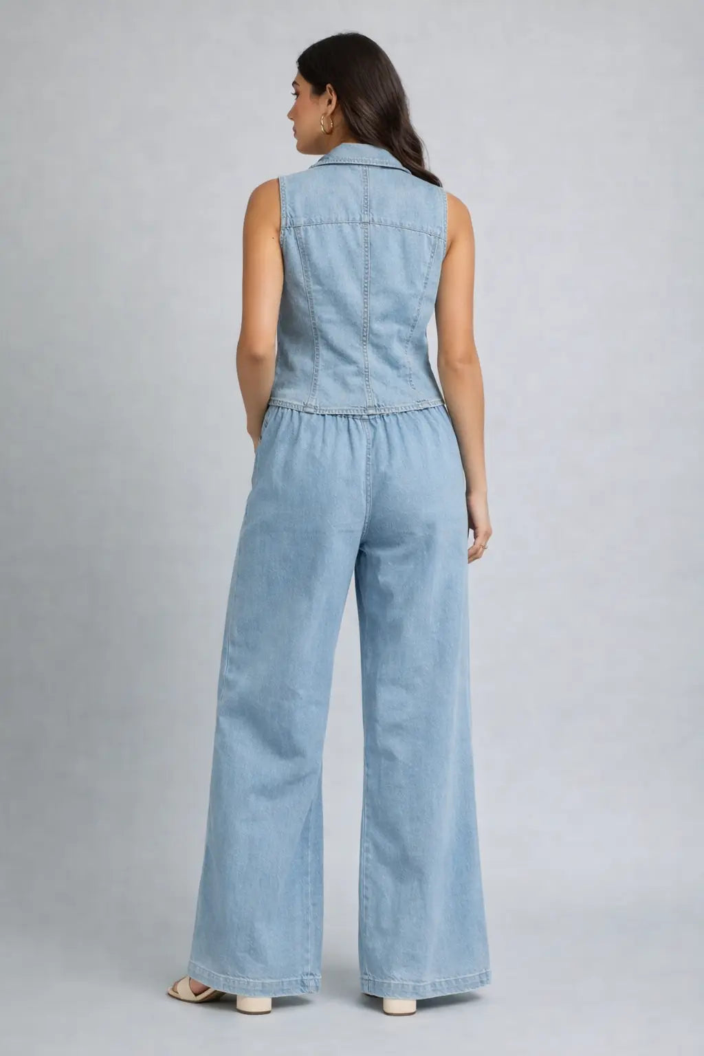 Azure Chic Cotton Denim Co-Ord Set