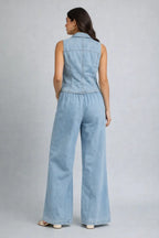 Azure Chic Cotton Denim Co-Ord Set