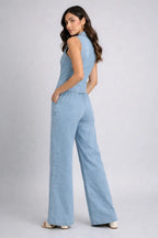 Azure Chic Cotton Denim Co-Ord Set