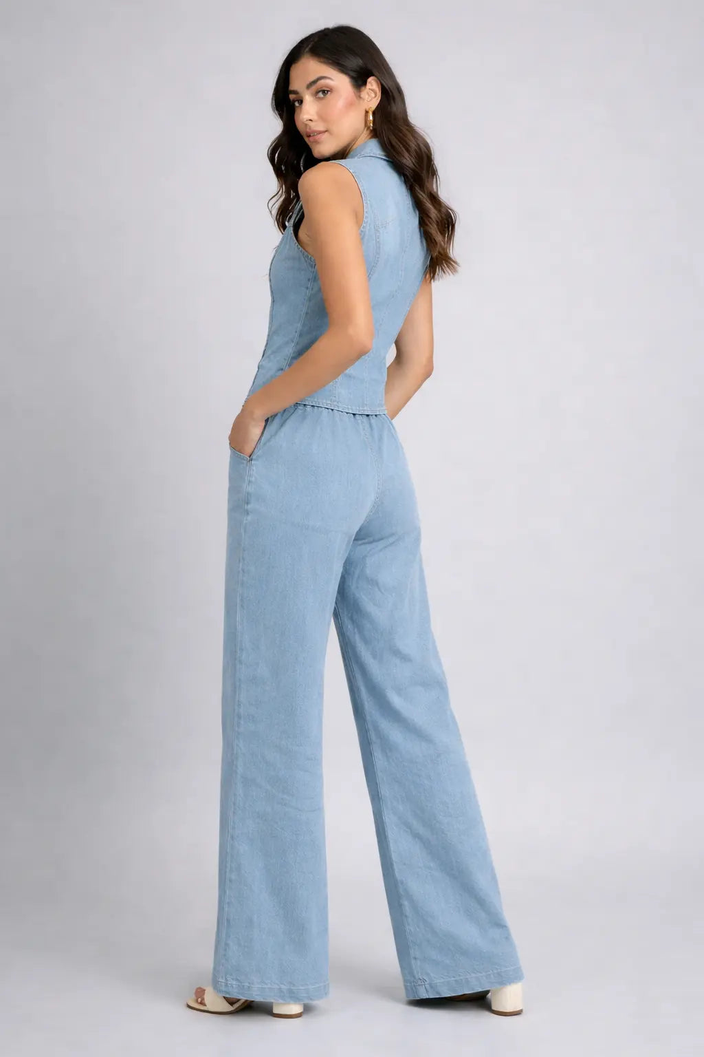 Azure Chic Cotton Denim Co-Ord Set