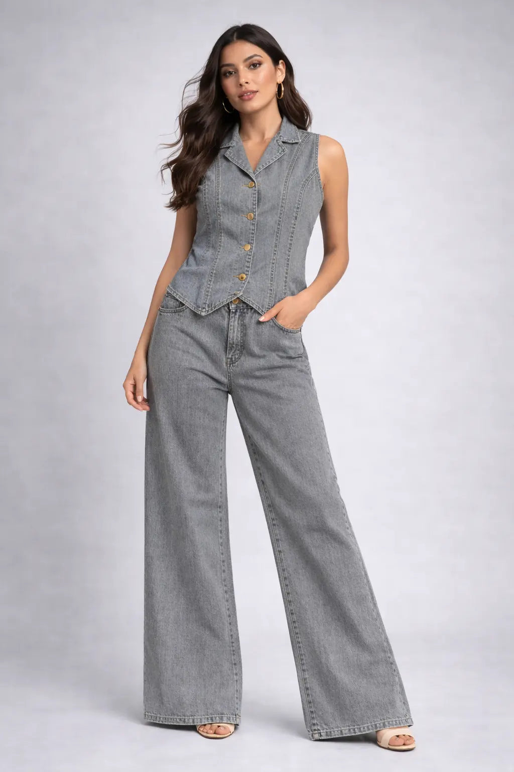Urban Muse Grey Denim Co-ord Set