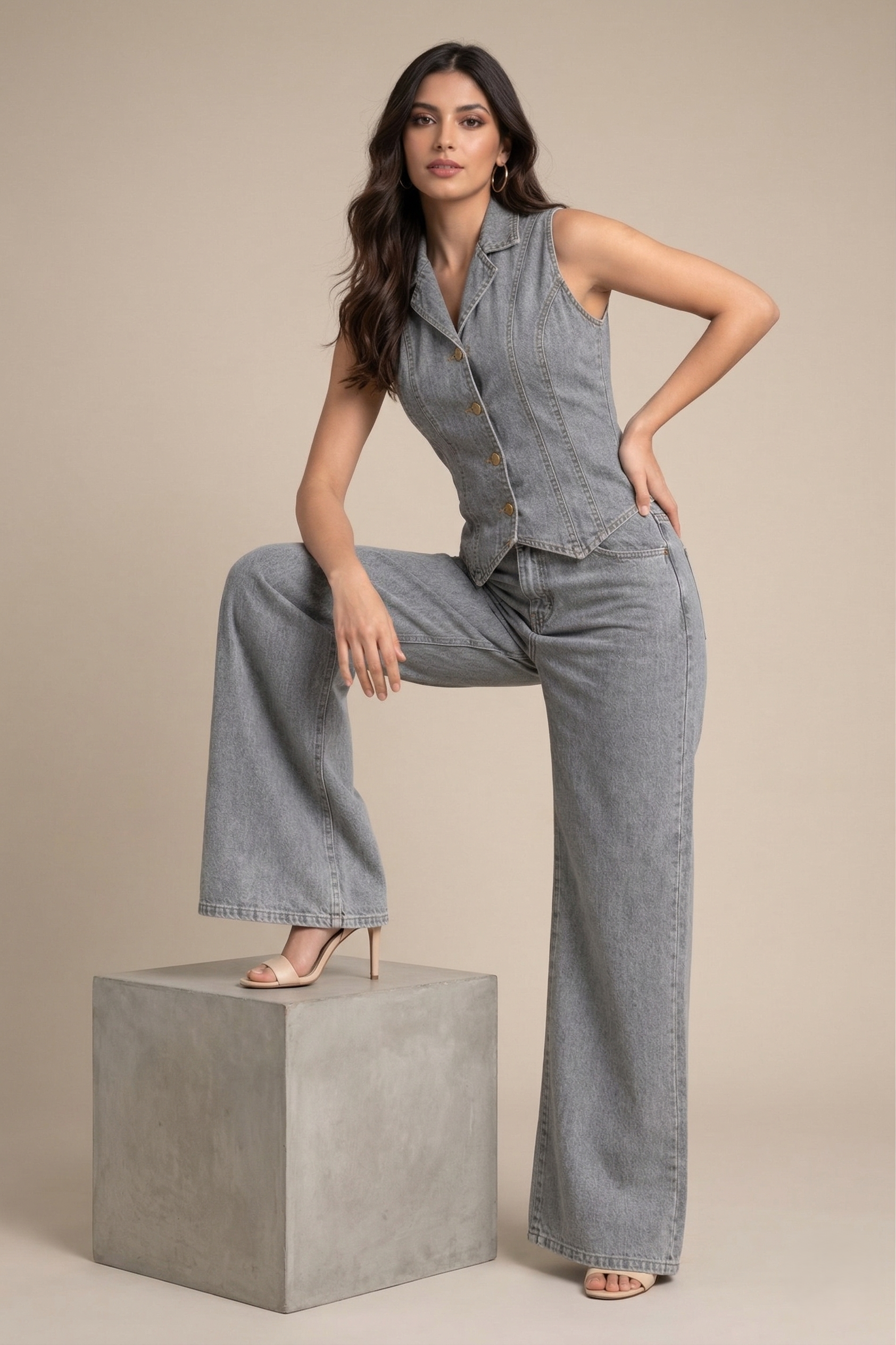 Urban Muse Grey Denim Co-ord Set