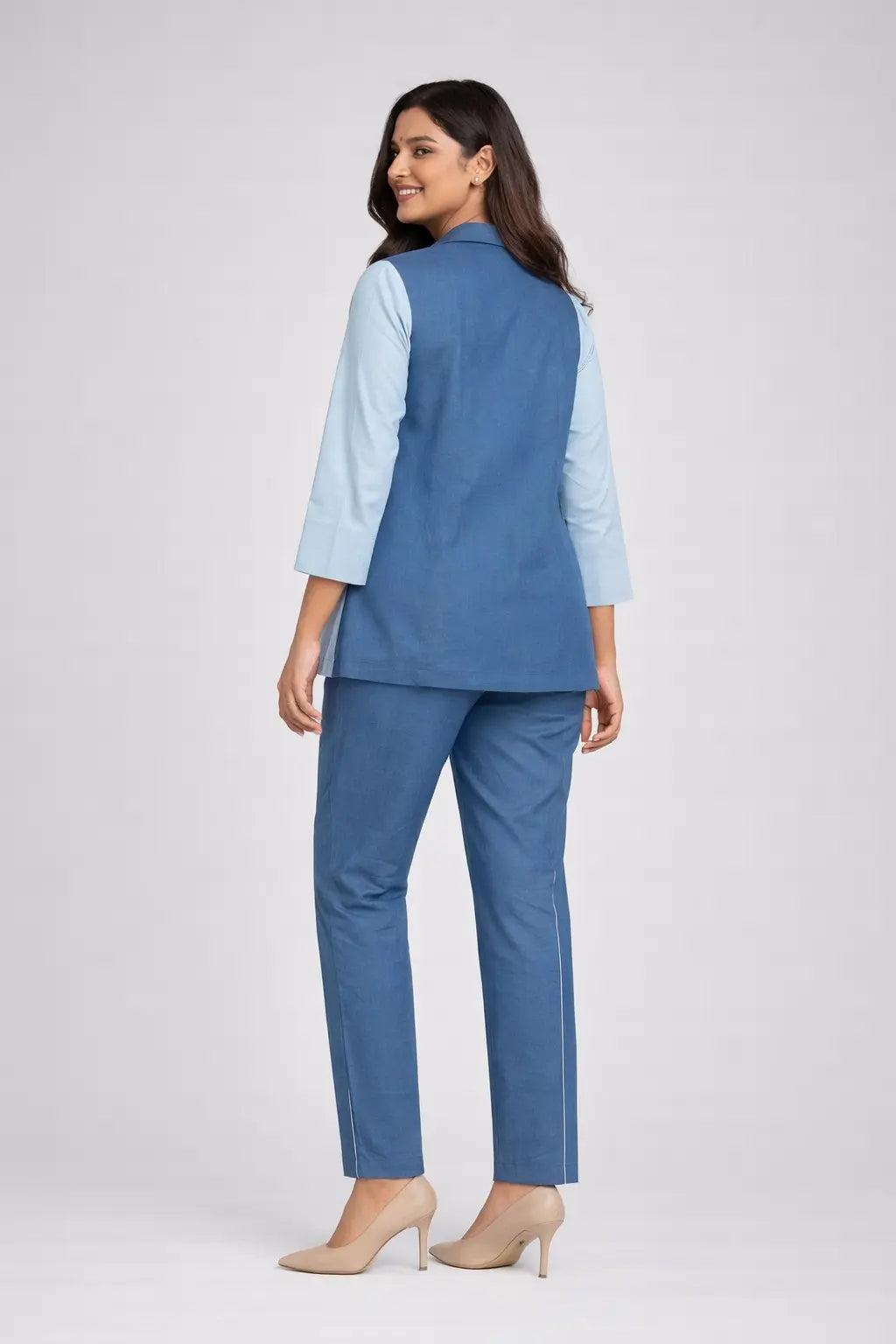 Elegant Dual-Tone Cotton Linen Co-Ord Set