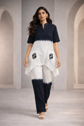 Elegant Indigo Ombre Cotton Linen Co-Ord Set with Designer Pockets