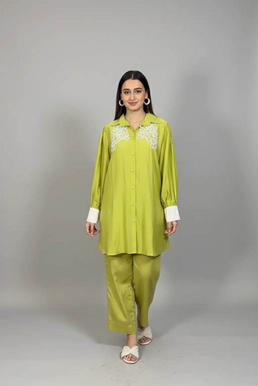 Pure Mul Chanderi Co-ord Set with Exquisite Pearl Hand Embroidery