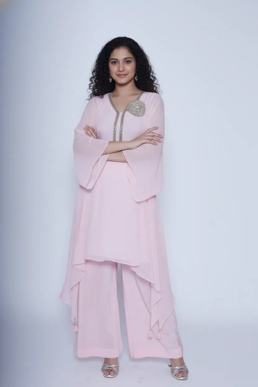 Blush Aura Georgette Kurti Set