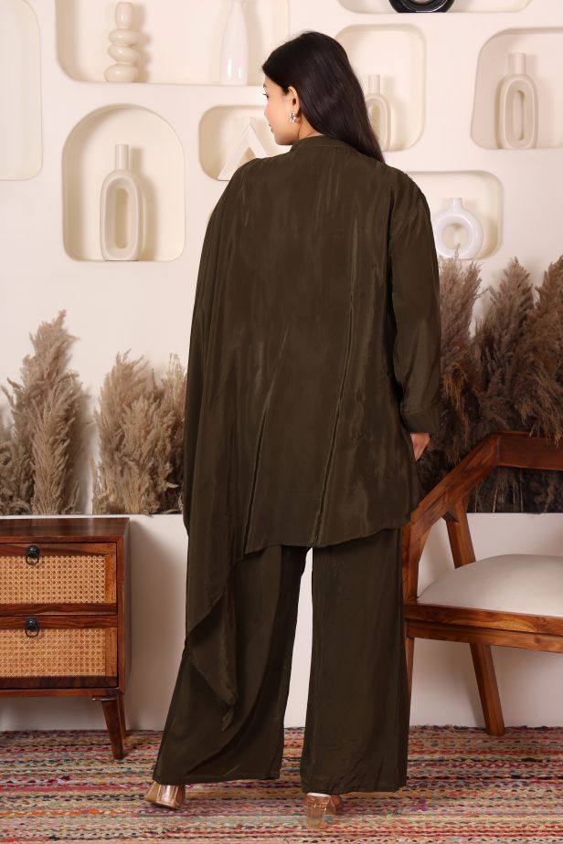 Asymmetrical Appliqué Crepe Kaftan Co-ord Set - Image 5