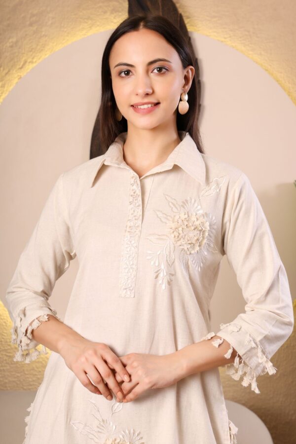“Ivory Bloom” Cotton-Linen Co-ord Set - Image 4