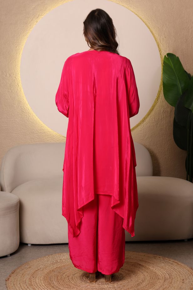 Ruby Radiance Crepe Coord Set – Cutdana Embellished Kaftan Style - Image 6