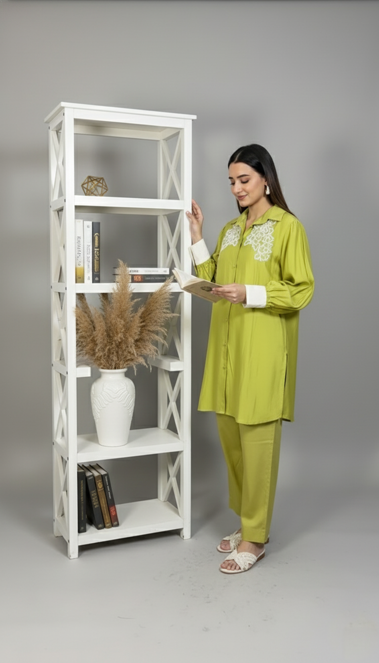 Pure Mul Chanderi Co-ord Set with Exquisite Pearl Hand Embroidery - Image 2