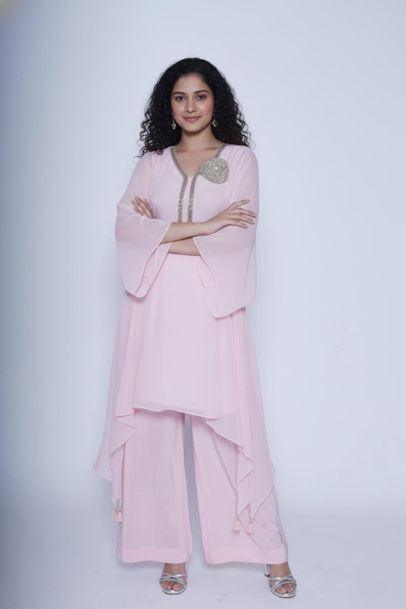 Blush Aura Georgette Kurti Set