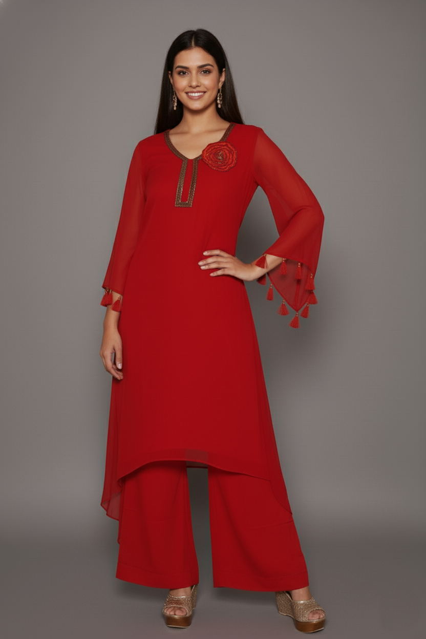 Crimson Charm CutDana Kurti Set