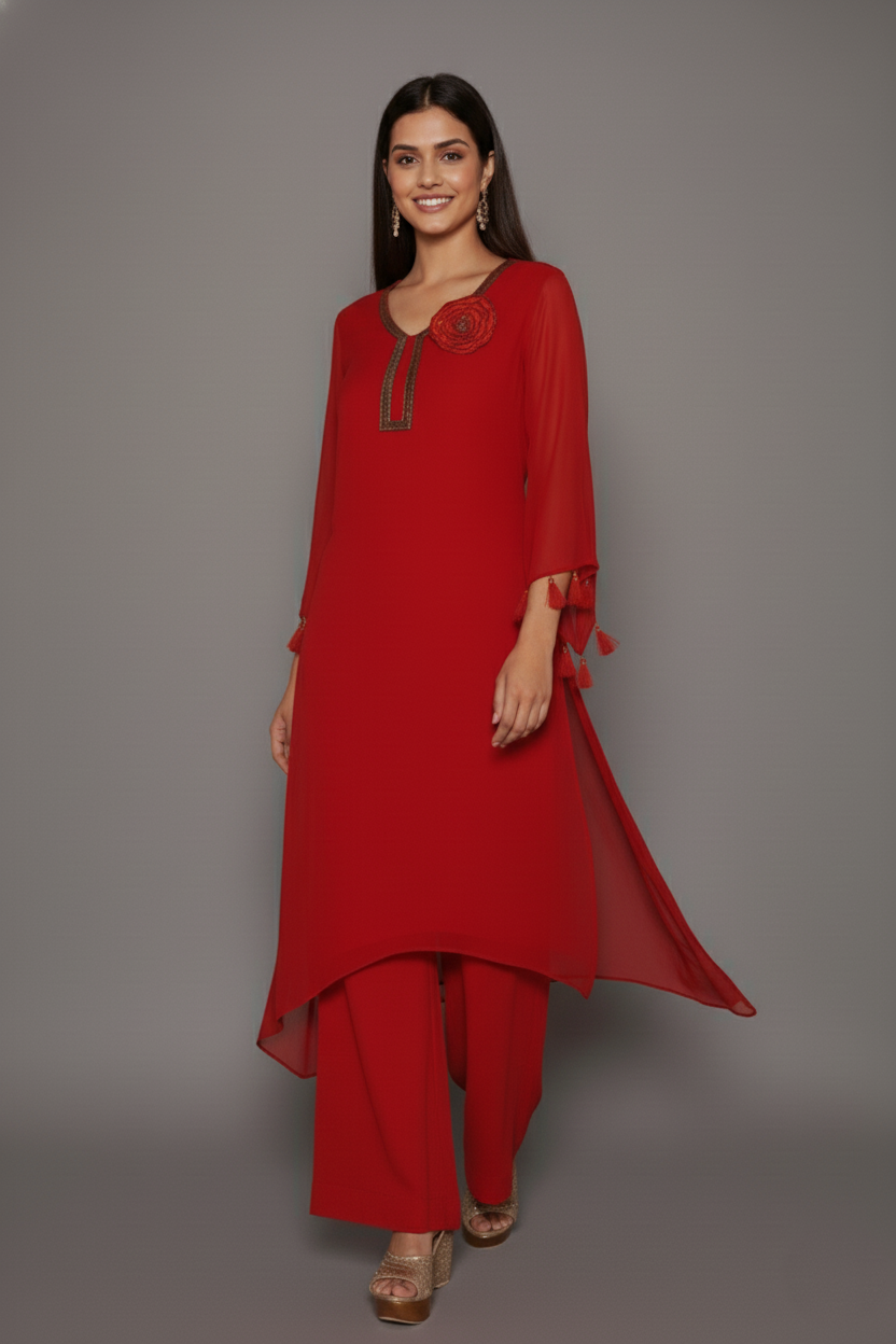 Crimson Charm CutDana Kurti Set - Image 2
