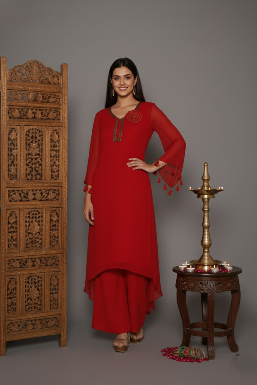 Crimson Charm CutDana Kurti Set - Image 3