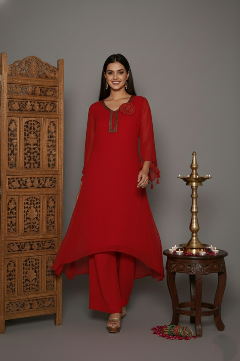 Crimson Charm CutDana Kurti Set - Image 4