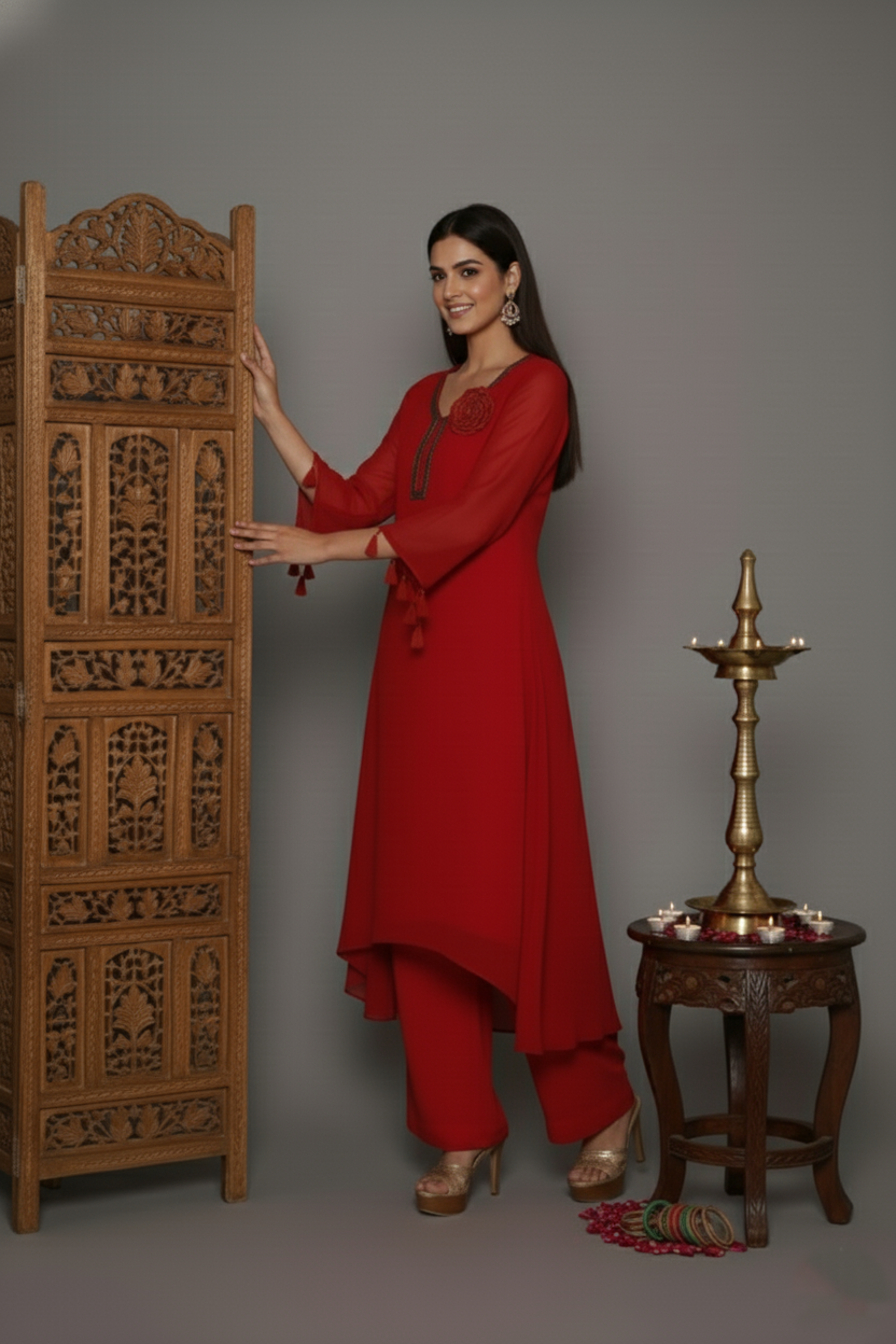 Crimson Charm CutDana Kurti Set - Image 5