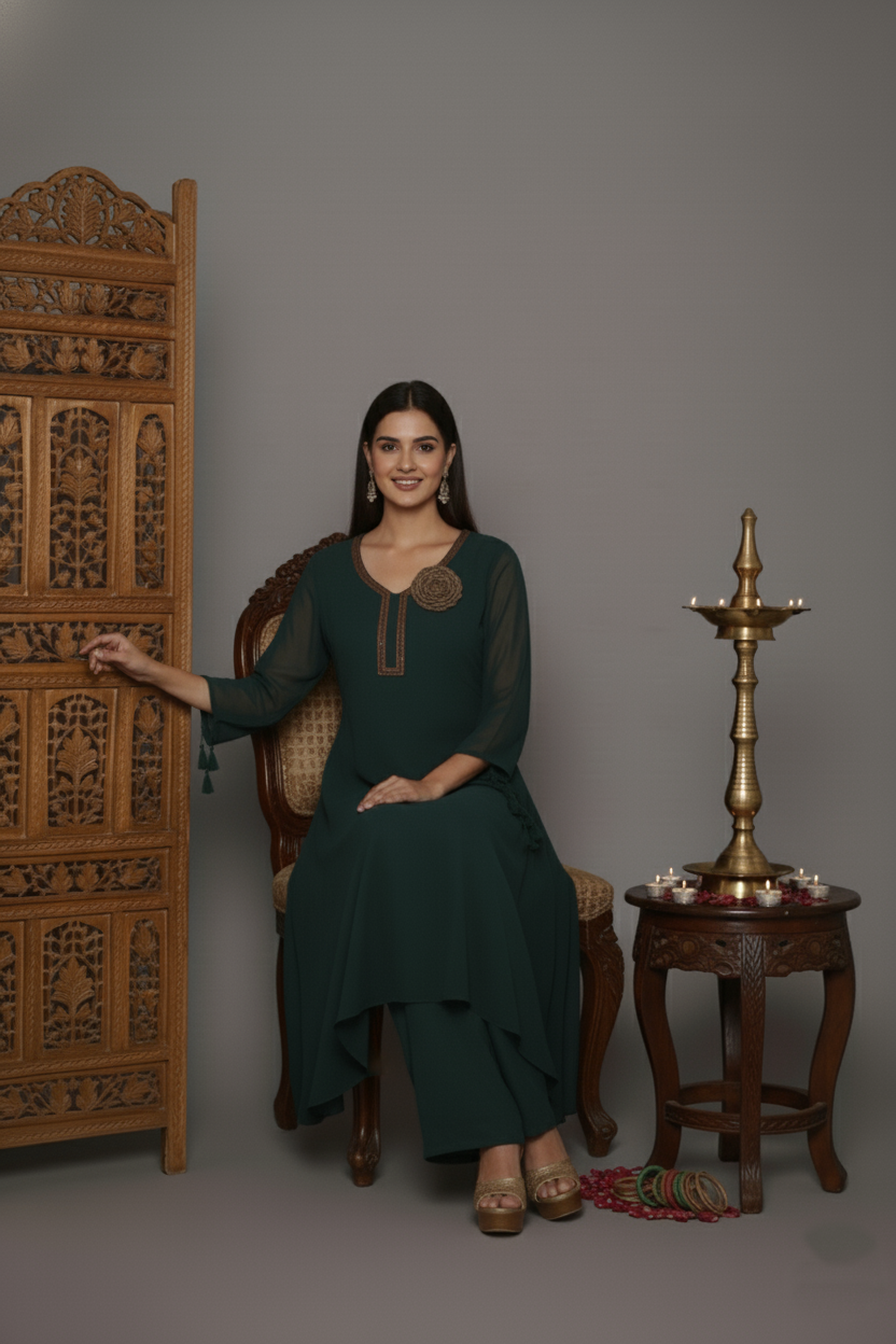 Bottle Bloom Kurti Ensemble - Image 2