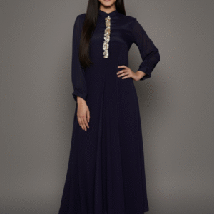 Midnight Navy Embellished Long Kurta Set