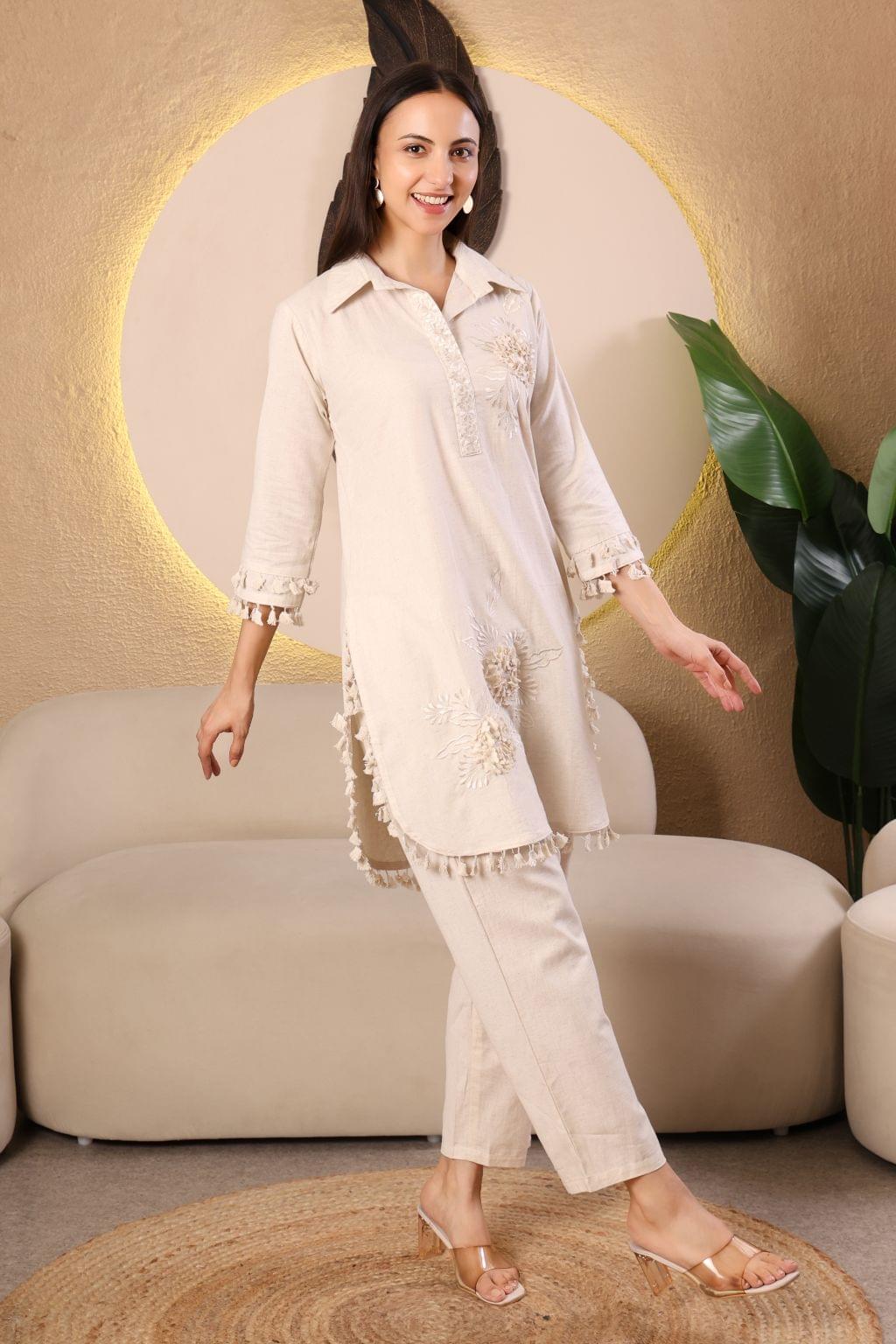 “Ivory Bloom” Cotton-Linen Co-ord Set - Image 5