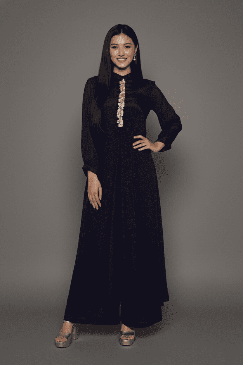 Midnight Navy Embellished Long Kurta Set